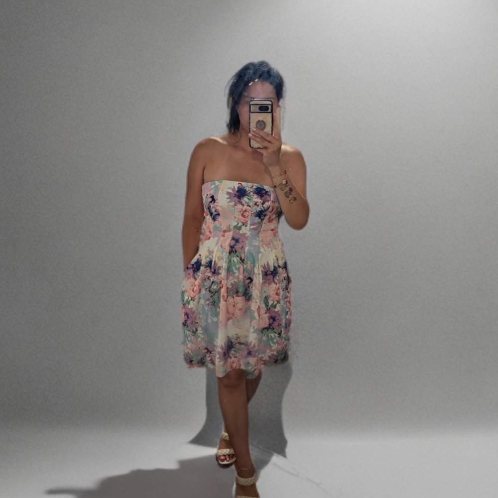 New York & Company Floral Strapless Mini Dress